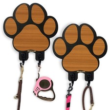 2pcs Dog Leash Holder for Wall Mount Hanger Hook,Farmhouse Wooden Dog Paws Ke...