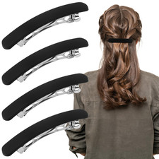 Hair Clip, Black Matte Barrettes for Women , Flat Hair Clips for Thin Fine Hair,