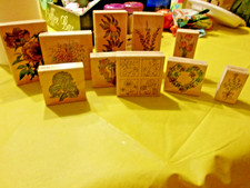 Lot Of 10 Wood Mounted Rubber Stamps Assorted Flowers New