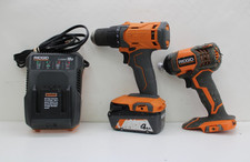 Ridgid 18V Kit-Cordless Impact(R86034) and Drill/Driver(R86001) Charger .USED