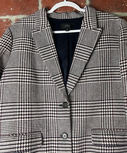 J Crew Boyfriend Blazer Houndstooth Wool Blend Jacket Womens Plus Size 22 - Picture 3 of 11