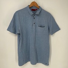 Hugo Boss Polo Shirt Mens Large Blue Darrow Short Sleeve Cotton Preppy