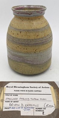BRYAN D ERASMUS (RAZ) ROAYL B'HAM SOCIETY KÜNSTLER STUDIO KERAMIK VASE UM 20. JAHRHUNDERT