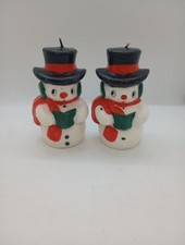  2 5" Vintage Festive Caroling Snowman Christmas Candles