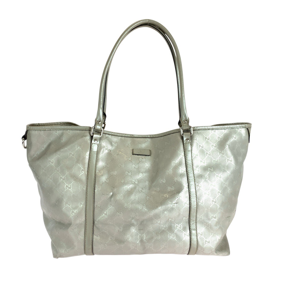 GUCCI GG 197954 Silver PVC Tote Shoulder Bag
