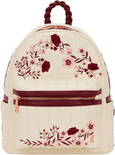 Stylish Cream Red Floral Mid-Size Backpack for Chic Adventures