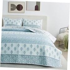 King Vintage Floral Quilt King / California King Vintage Floral Stripe - Blue