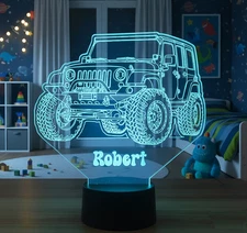 Custom Jeep LED Nightlight with Name – Personalized Gift for Kids or Jeep Lovers