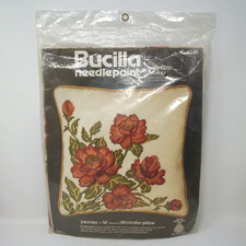 Vintage Bucilla PEONIES Needlepoint 14" Pillow Kit 4249 Peony Flowers SEALED