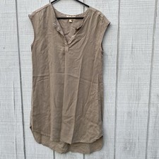 Cloth & Stone Solid Tan Shortsleeved Tunic Short Dress Small S Summer Shift