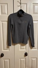 Polo Ralph Lauren Boy's L 14-16 Quarter Zip Pullover Sweater Gray Pony Logo