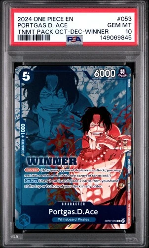 2024 ONE PIECE OP07-053 WINNER PACK 2024 OCT-DEC PROMO PORTGAS D ACE  PSA 10