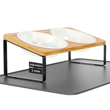 Upgraded Adjustable Height Cat Food Bowls Stand Ceramic Dog Bowls and Slow Fe...