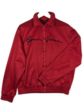 Versace Men's Red Logo Embroidered Full Zip Track Jacket Size Medium