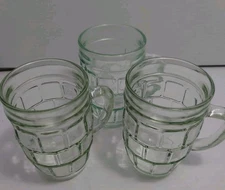 Set Of 3 Vintage Beer Mug Glass Kvass Drinkware Soviet