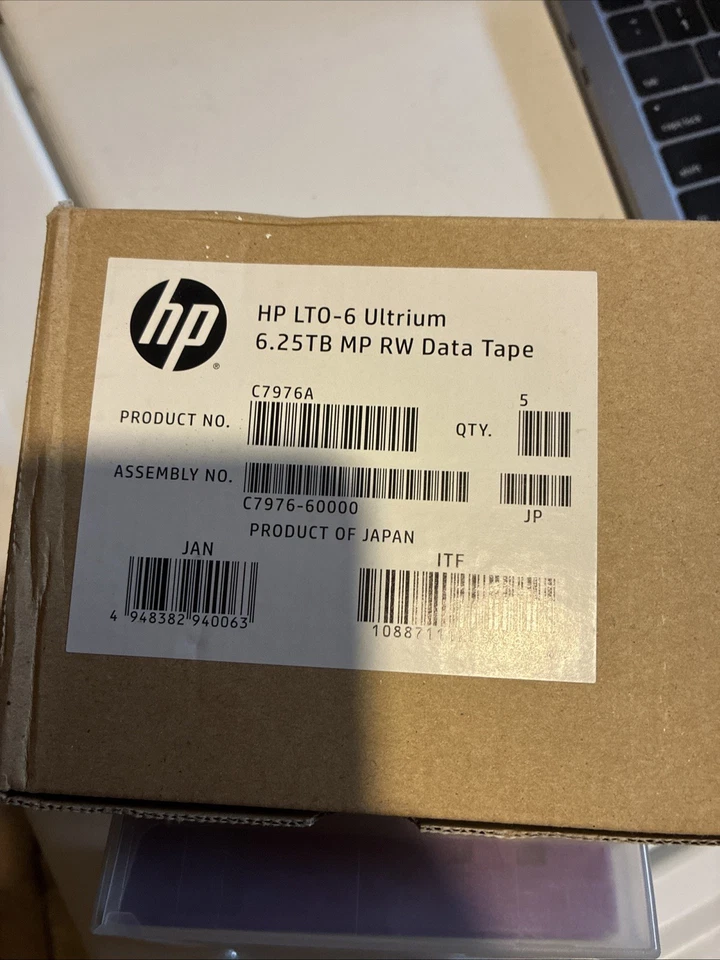 LOTE de 6 cartuchos Hewlett Packard HPE LTO-6 6,25 TB Ultrium RW (C7976A) Foto 2 de 4