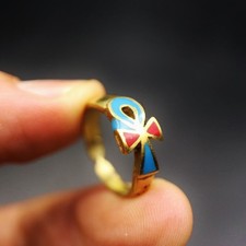 UNIQUE Jewellery Brass/Copper Ring of Ancient Egyptian Ankh Cross "Key of Life"