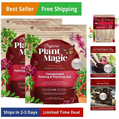 Compressed Organic Potting Soil: 100% Organic, Expands Up to 4X with Water, N...