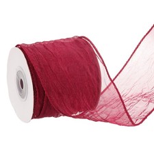Wine Red Crinkled Wired Ribbon with Metallic Edge 2.5 Inch x 10 Yards Ribbon