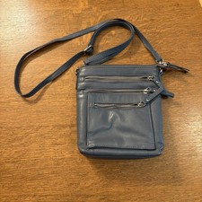 Great American Leatherworks Bluish Gray Small Leather Crossbody Purse