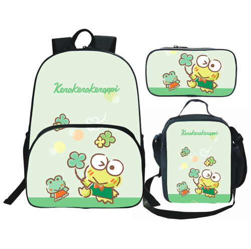 3-teilig Keroppi Anime Schule Rucksack Set Schulter Lunch Taschen Bleistiftetui Reisen - Bild 9 von 41