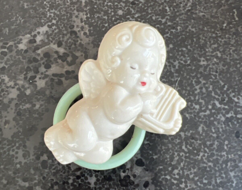 Vintage 1950-60's Plastic Cherub Angel Baby Rattle on Ring