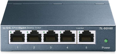 TP-Link TL-SG105 5-Port Gigabit Netzwerk Switch RJ-45 Ports Metallgehäuse blau