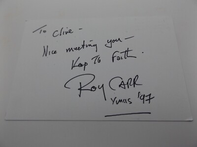 6'' x 4'' WEISSE KARTE SIGNIERT VON ROY CARR - NME VOX MELODY MAKER EDITOR