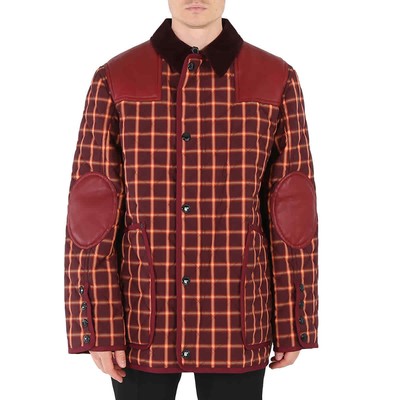 Burberry Men's Burgundy Check Reversible Quilted Jacket