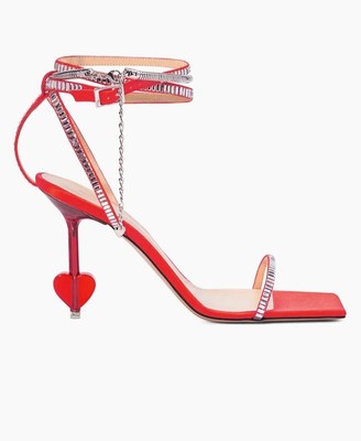 $1200 Mach & Mach Strappy Sandals 8.5 Women Red Embellished Authentic New