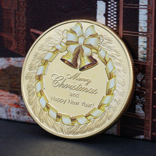 10PCS Commemorative Merry Christmas Santa Claus Coin Embossed Medals Gold Plated - Picture 9 of 12