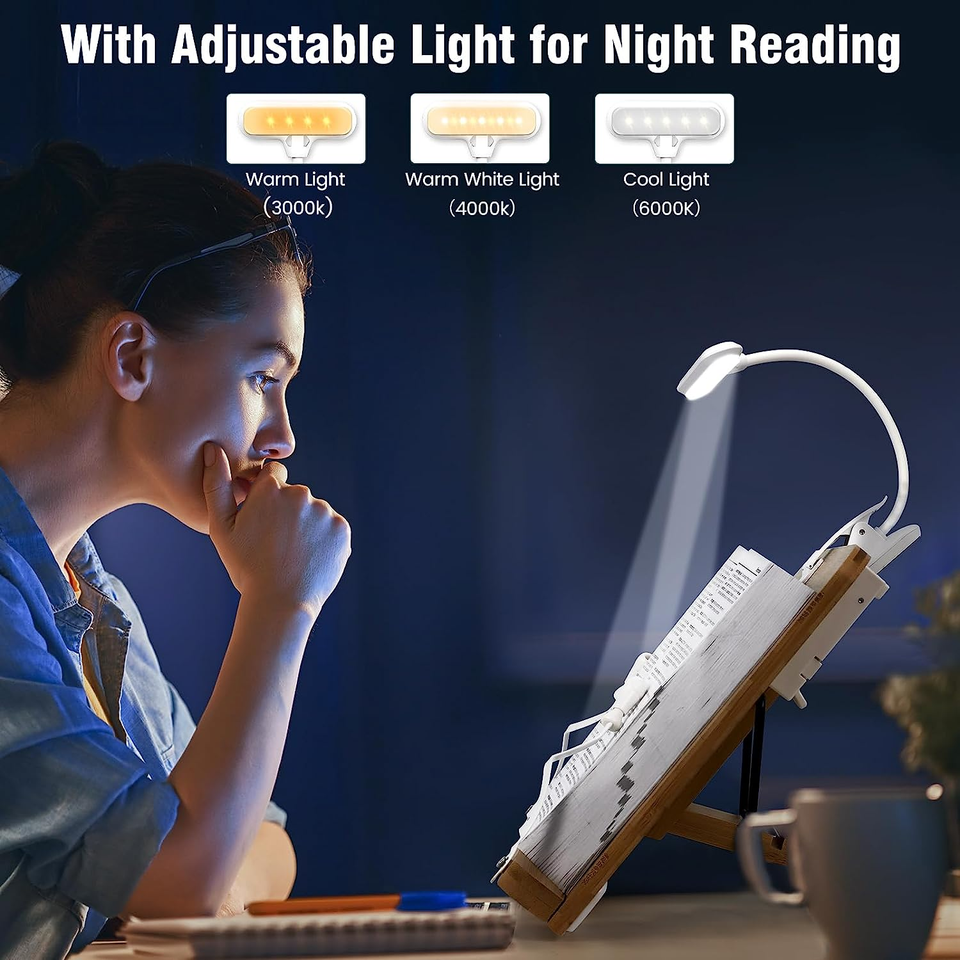 Book Stand for Reading Bamboo Book Stand with Light Desktop Book Stands