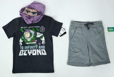 Boys 2 Piece Disney Buzz Lightyear Graphic Hoodie Tee Shorts Set Size 7 NEW
