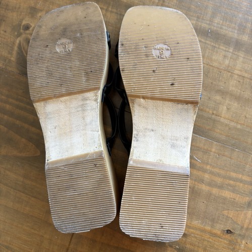 Sandalo J.Crew in legno con plateau e cinturino in pelle nera slides-9-90/Y2K retrò quadrato - Foto 8 di 10