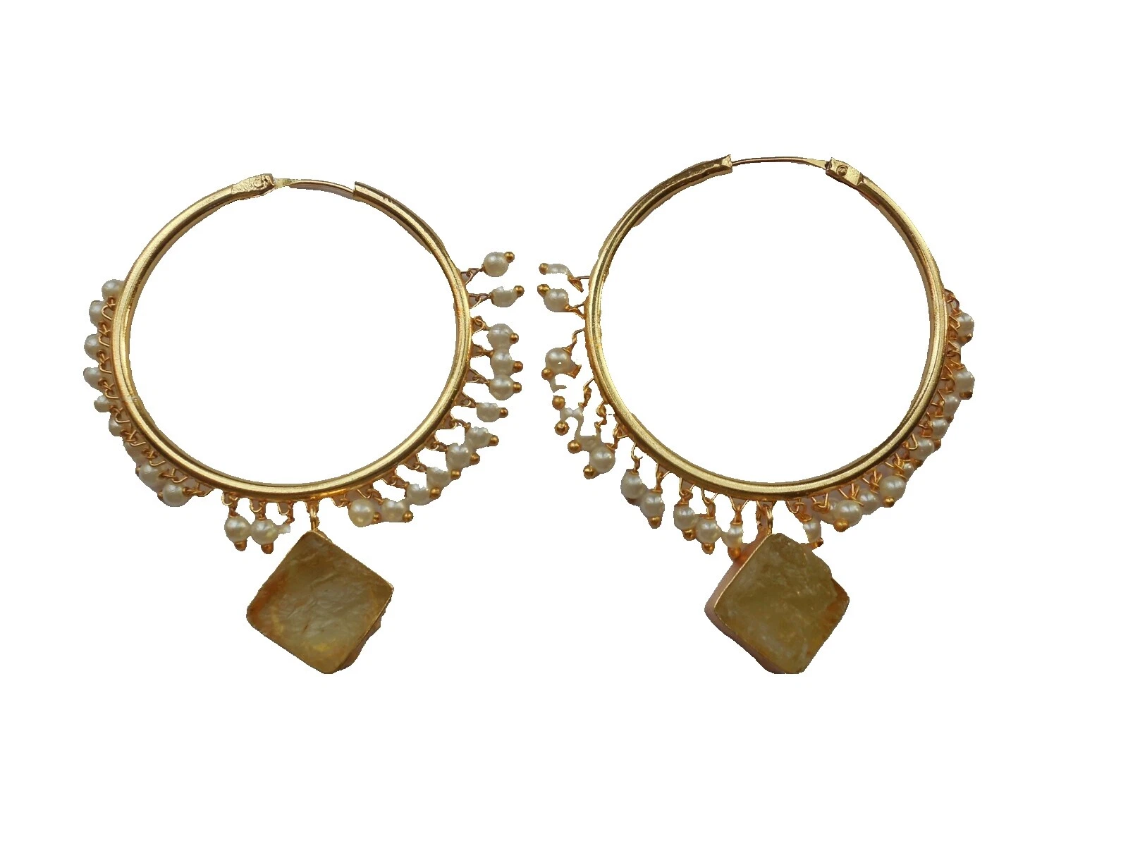 Quartz Yellow Gold Plated Chandelier Fashion Earrings