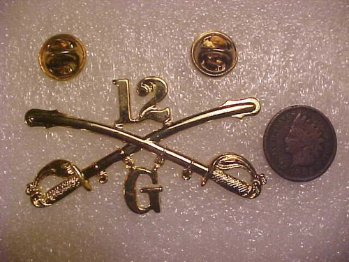 Civil War Hat Pin 12 G Cavalry Regimental & Company Insignia NOS