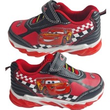 Cars Disney Pixar Boys Light-Up Shoes Sneakers Toddlers Black/Red Size 7 New
