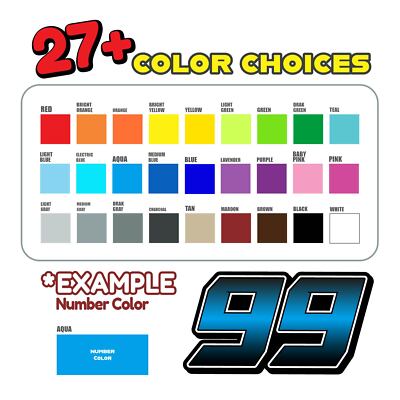 3pcs MX Racing Number Stickers G06 Gradient Custom Vinyl Decal Car Motocross