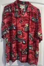 Mens Paradise Found Aloha  Hawaiian Shirt Size XL Motorcycle Made In Honolulu,