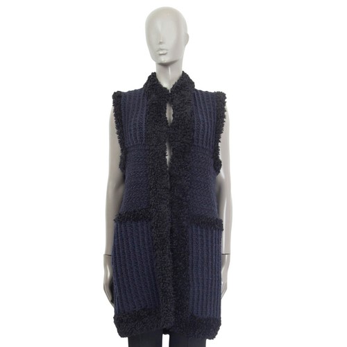 black wool CHUNKY KNIT Vest Jacket 38 