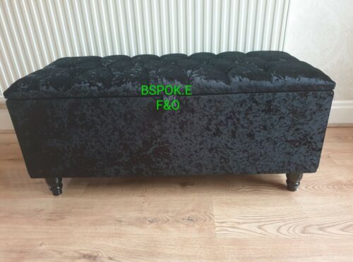 Storage Ottoman Box Chesterfield BlanketBox Footstool Footrest In Crushed Velvet - Picture 9 of 27