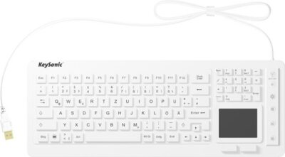 KEYSONIC USB IP68 Tastatur mit Touchp. QWERTZ Silikon 18m Kabel für Win. b.