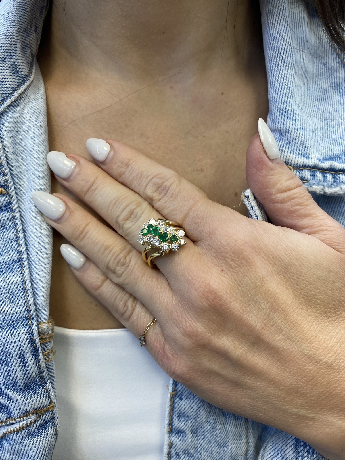 Kurt Wayne Emerald Diamond 18K Yellow Gold Ring - image 6