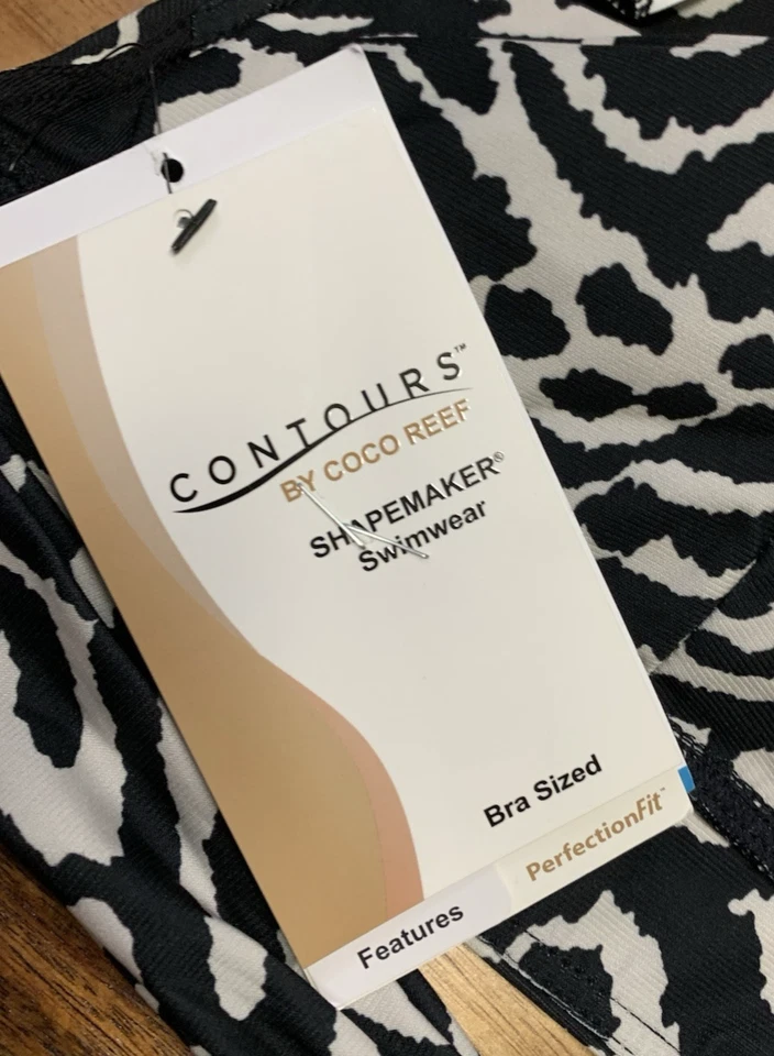 Top de bikini Coco Reef talla 12 contornos Athena drapeado negro NUEVO Foto 4 de 4