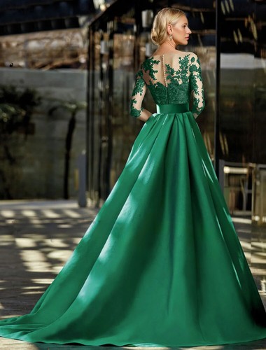 Appliques Abito Madre della Sposa Fusciacche Bottone Staccabile Treno Raso - Foto 2 di 6