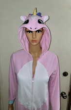 Ropa de dormir Kigurumi Pijama Juegos con disfraces Una pieza Rosa Unicornio Cremallera Damas Talla L