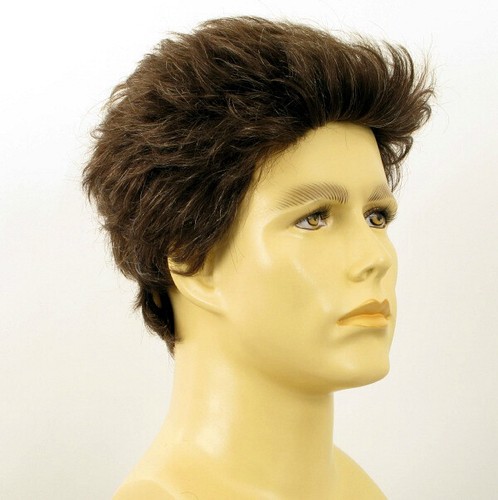 Peluca hombre cabello 100% natural marrón con pelo blanco XAVIER 6SPW - Picture 8 of 8