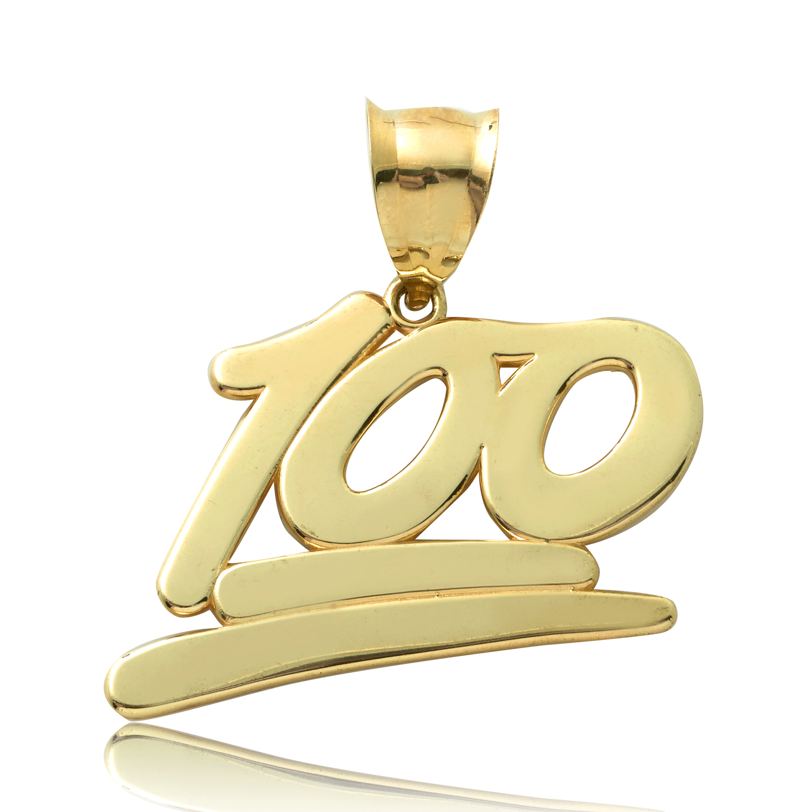 LoveBling 10K Yellow Gold "100" Hunnid Emoji Charm Pendant (1.00" x 0.