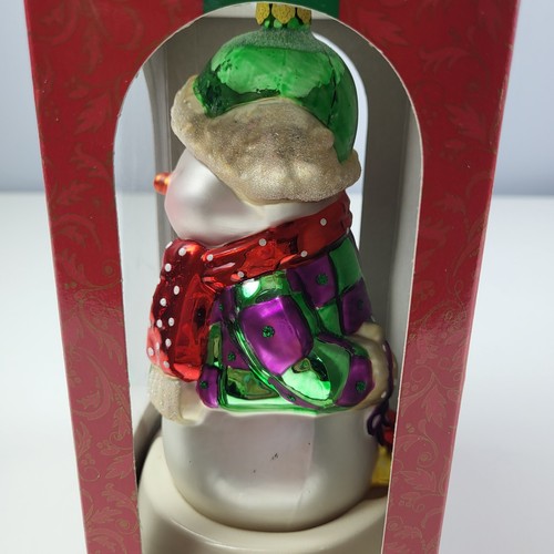 New Brass Key Christmas Treasures Collection Snowman HandMade Glass Ornament - Picture 3 of 7