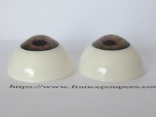 Paire D'yeux Pour Poupée Ancienne 14mm - Verre Massif Bleu - Neufs
